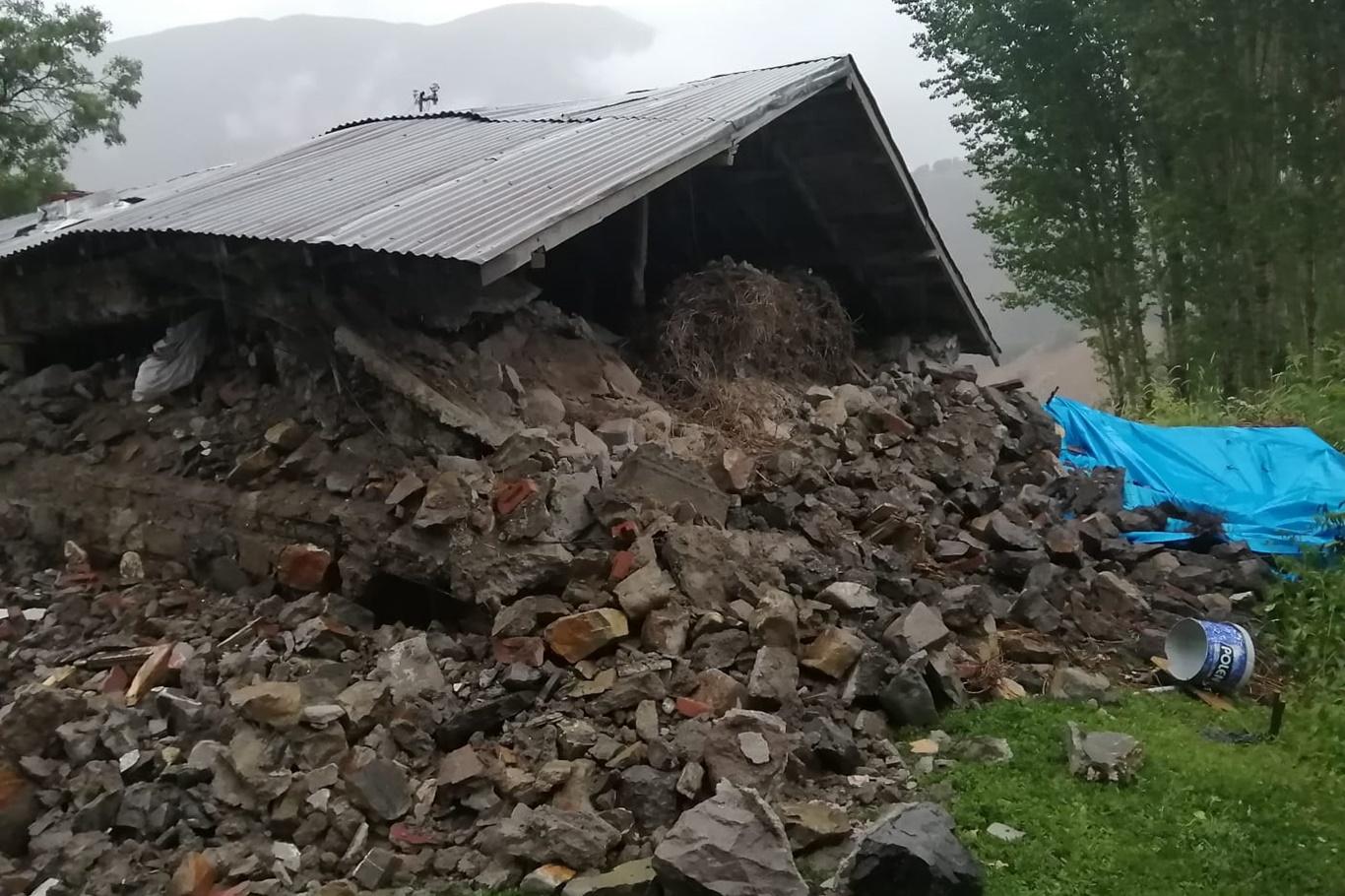 Bingöl depreminde bazı ev ve ahırlar çöktü Bingöl depreminde bazı ev ve ahırlar çöktü
